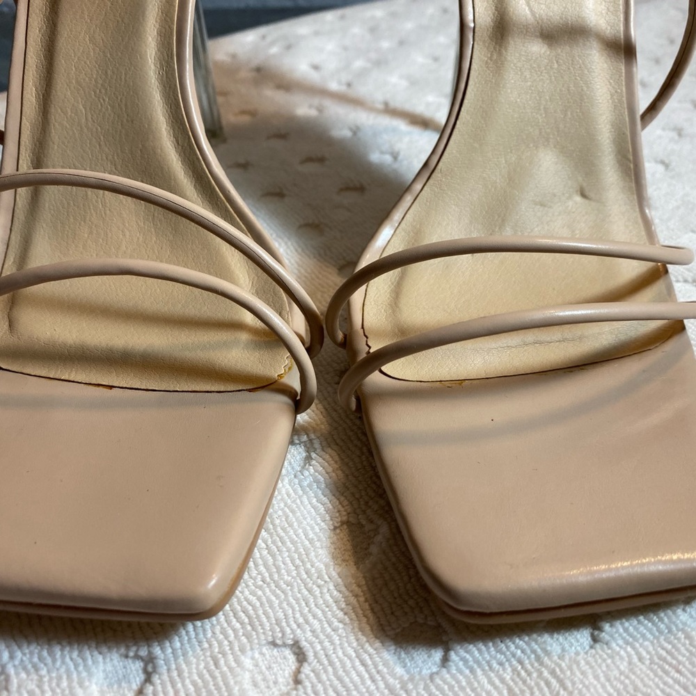 HALSTONS Nude Women's Wizard Multi Strap Party Heels Sandal - Picture 11 of 15